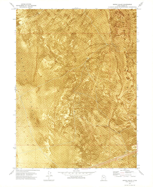 Classic USGS Ripple Valley Utah 7.5'x7.5' Topo Map Image