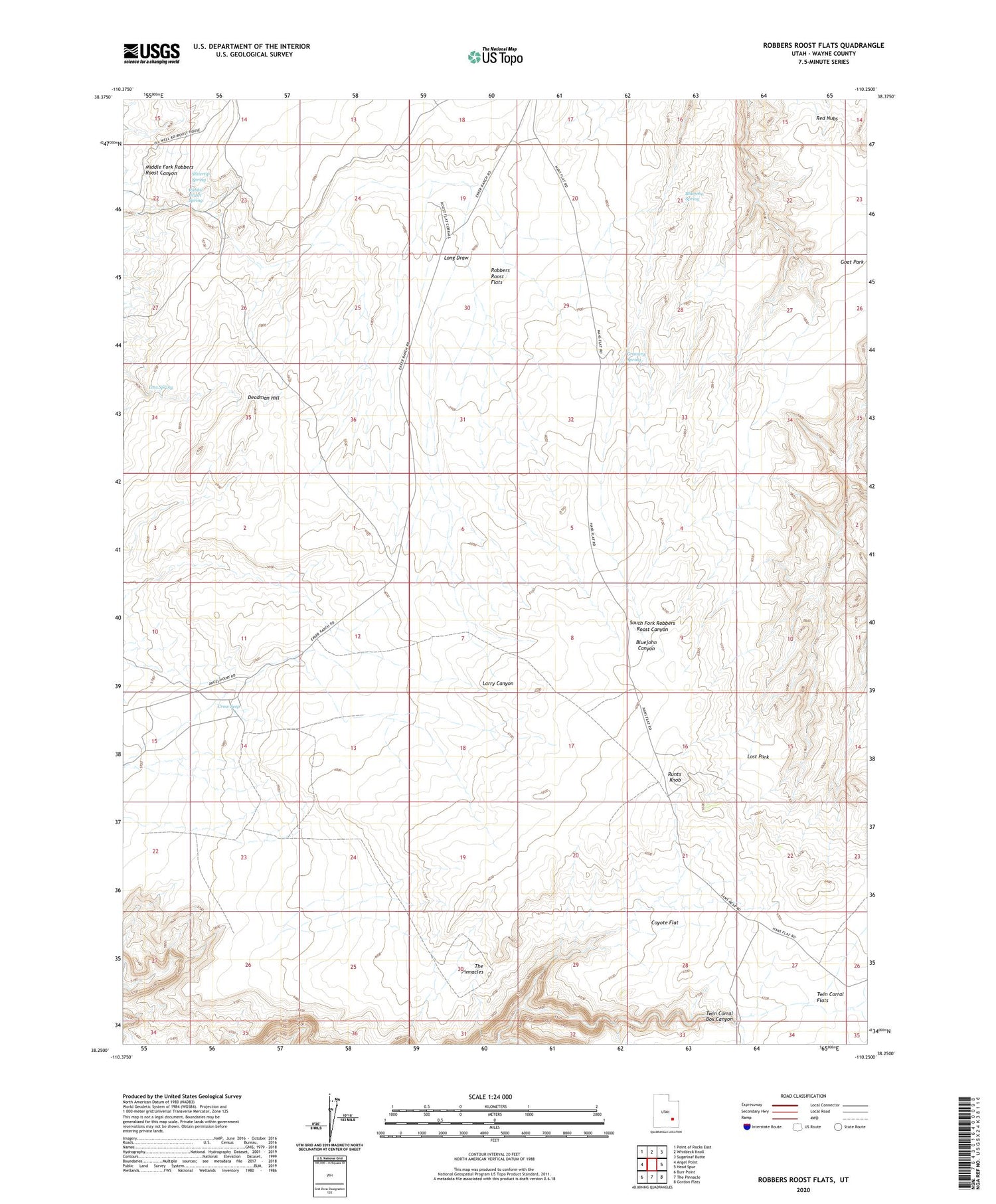 Robbers Roost Flats Utah US Topo Map Image