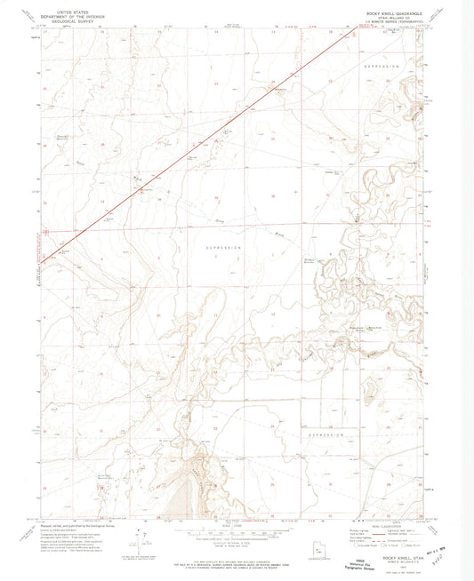 Classic USGS Rocky Knoll Utah 7.5'x7.5' Topo Map Image