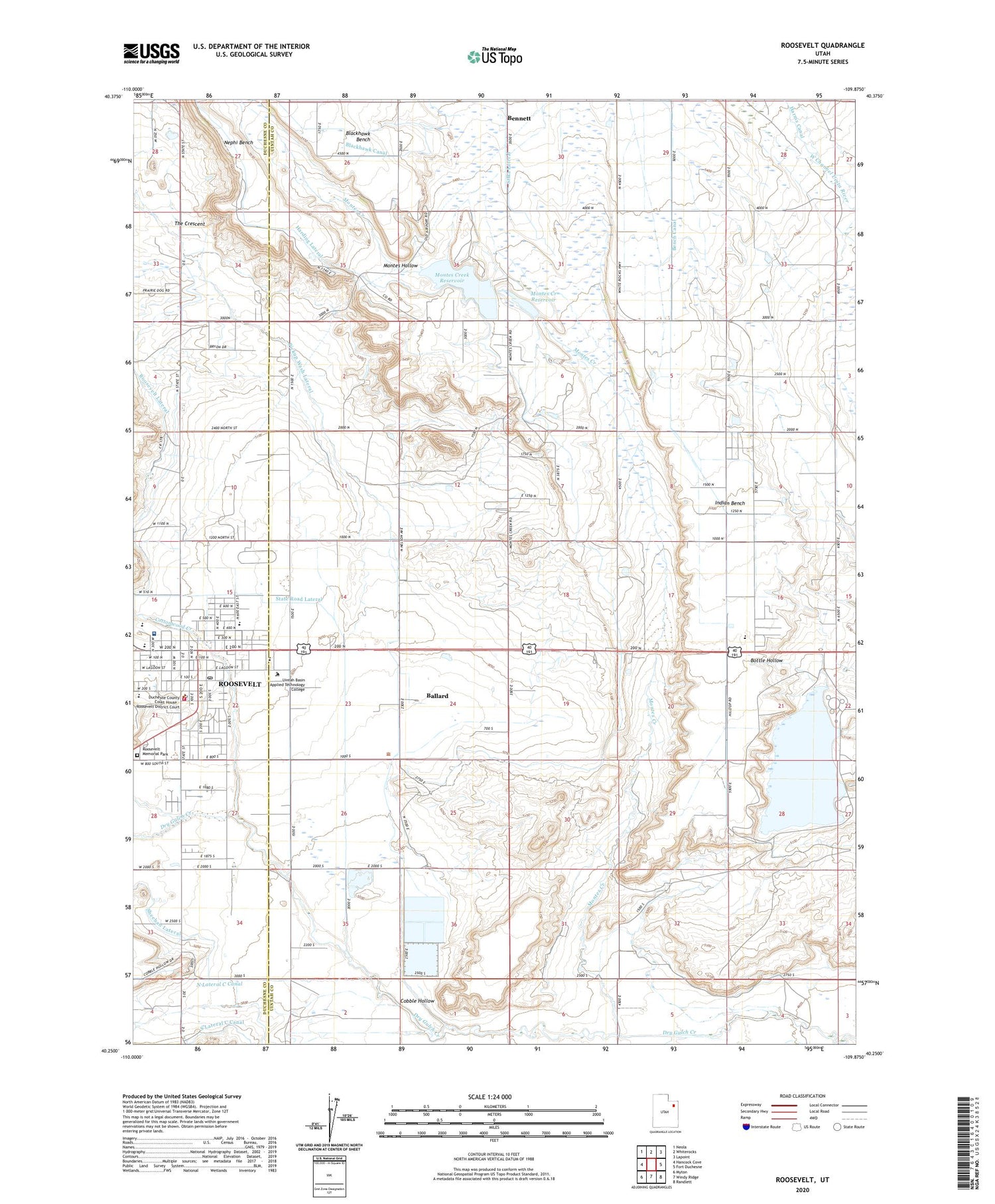 Roosevelt Utah US Topo Map Image