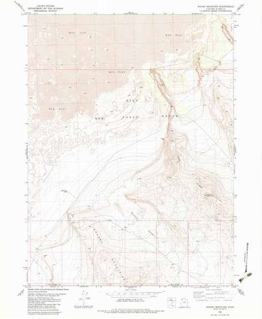 Classic USGS Round Mountain Utah 7.5'x7.5' Topo Map Image