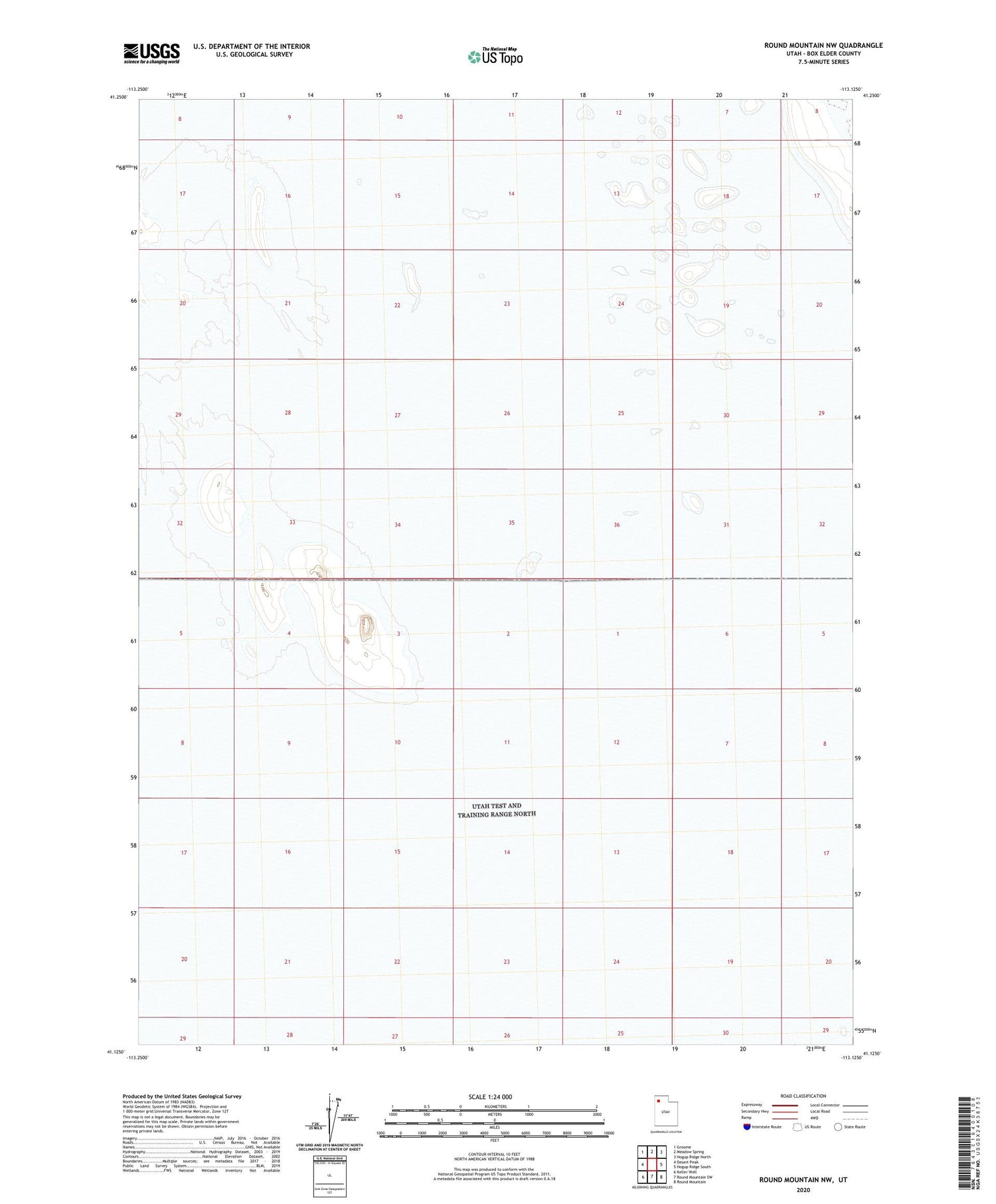Round Mountain NW Utah US Topo Map Image