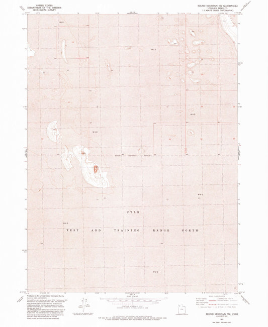 Classic USGS Round Mountain NW Utah 7.5'x7.5' Topo Map Image