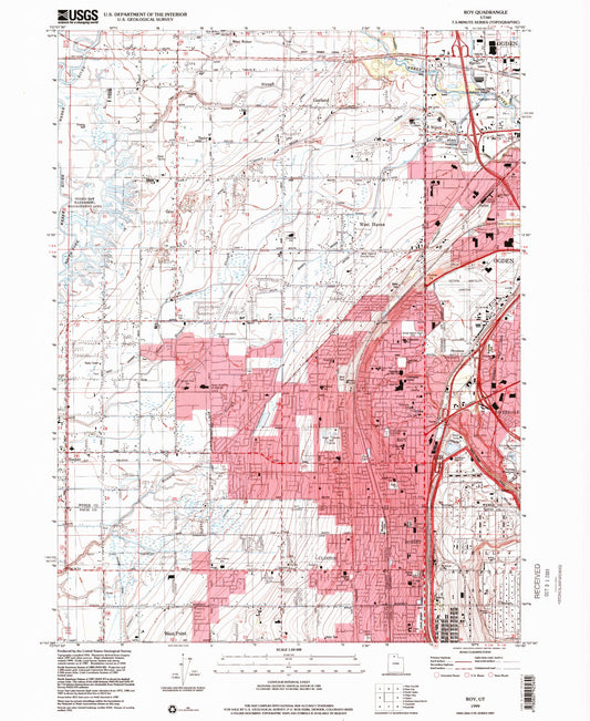 Classic USGS Roy Utah 7.5'x7.5' Topo Map Image
