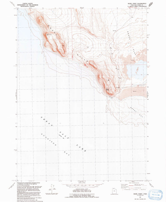 Classic USGS Rozel Point Utah 7.5'x7.5' Topo Map Image