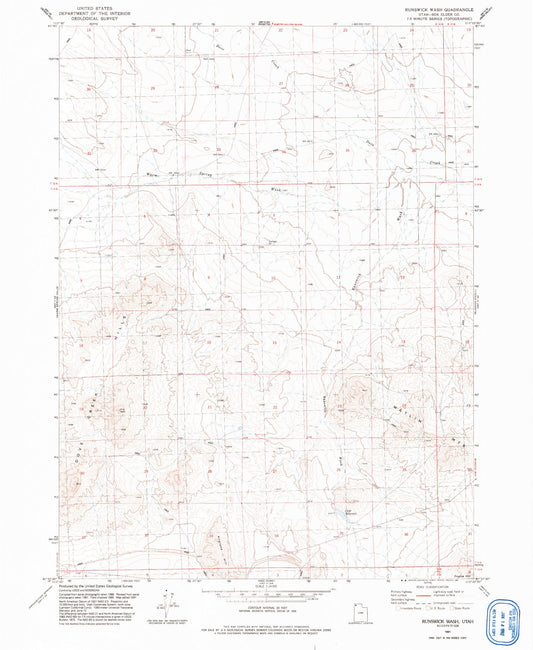 Classic USGS Runswick Wash Utah 7.5'x7.5' Topo Map Image