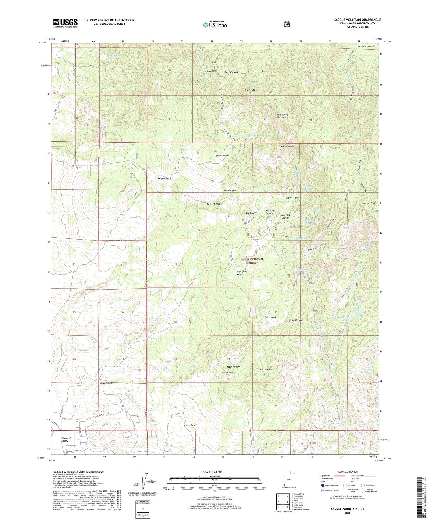 Saddle Mountain Utah US Topo Map Image