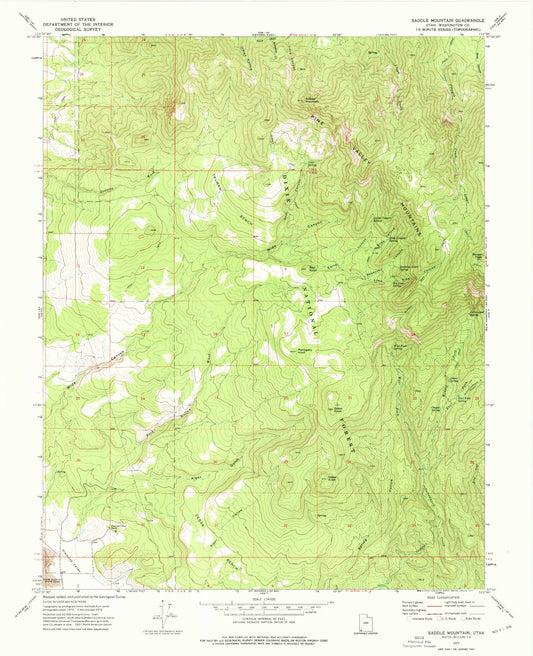 Classic USGS Saddle Mountain Utah 7.5'x7.5' Topo Map Image