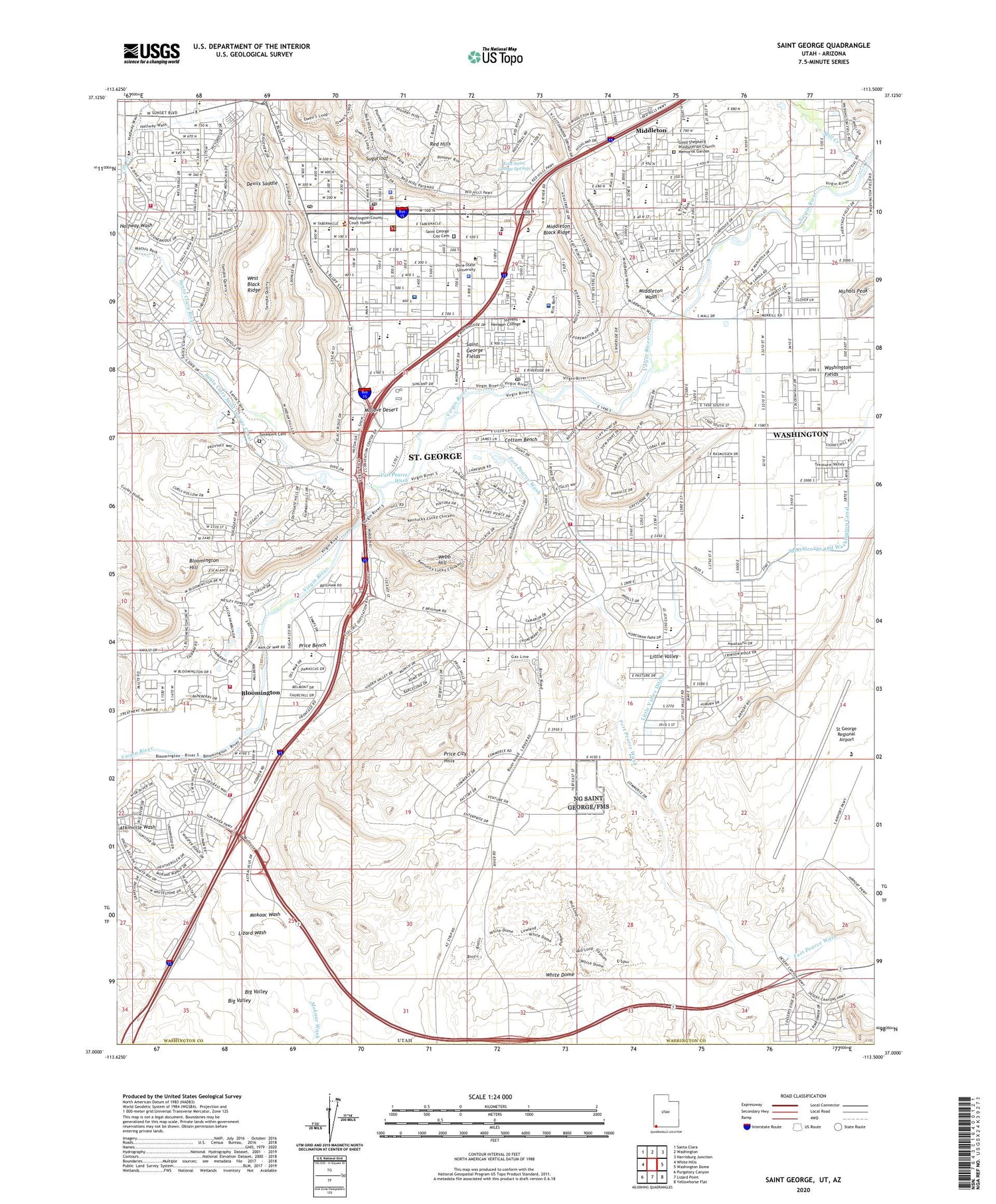 Saint George Utah US Topo Map Image