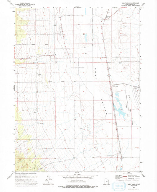 Classic USGS Saint John Utah 7.5'x7.5' Topo Map Image