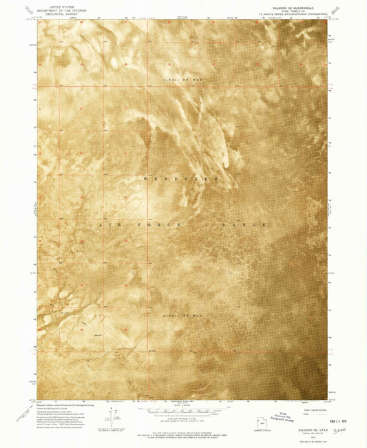 Classic USGS Salduro SE Utah 7.5'x7.5' Topo Map Image