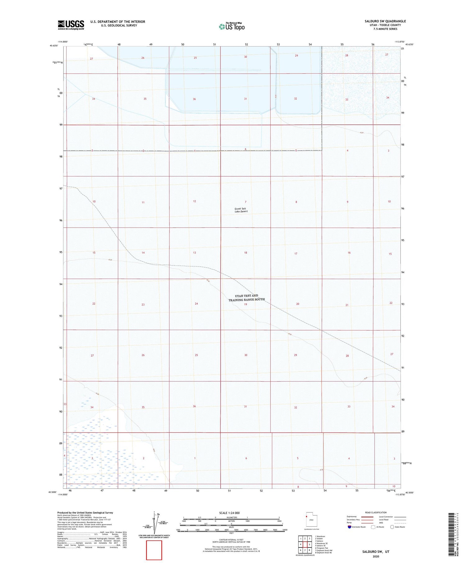 Salduro SW Utah US Topo Map Image