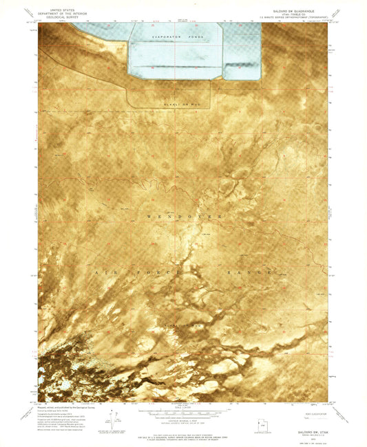 Classic USGS Salduro SW Utah 7.5'x7.5' Topo Map Image