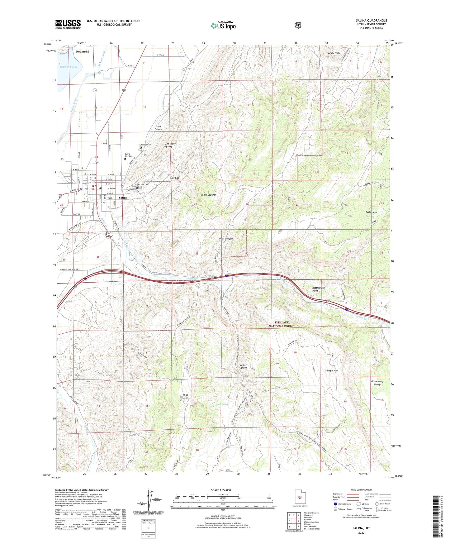 Salina Utah US Topo Map Image
