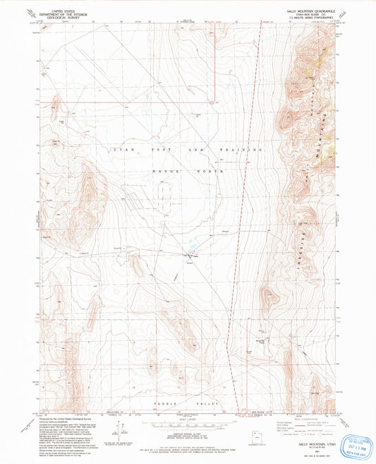 Classic USGS Sally Mountain Utah 7.5'x7.5' Topo Map Image