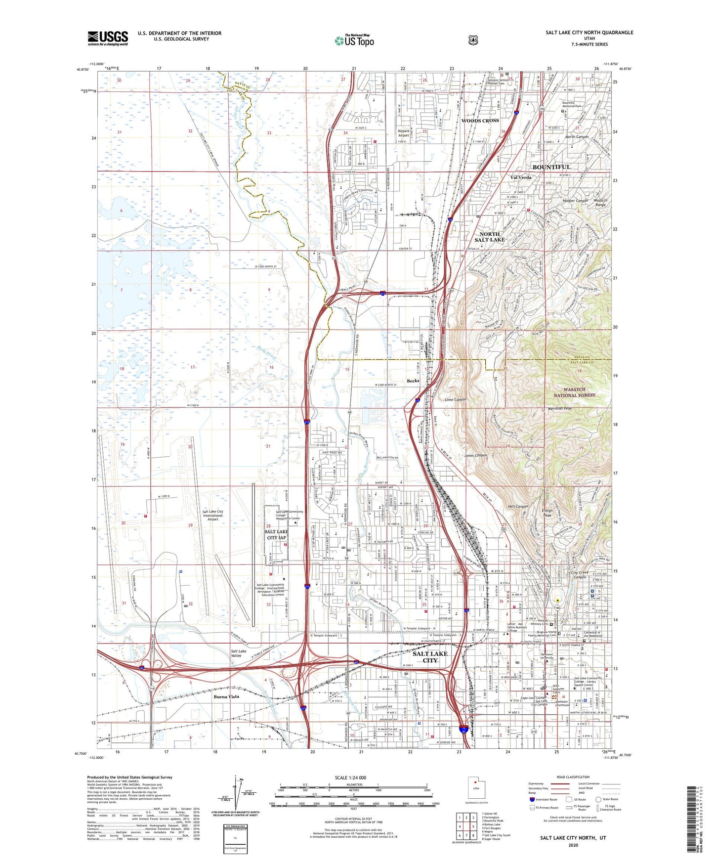 Salt Lake City North Utah US Topo Map Image