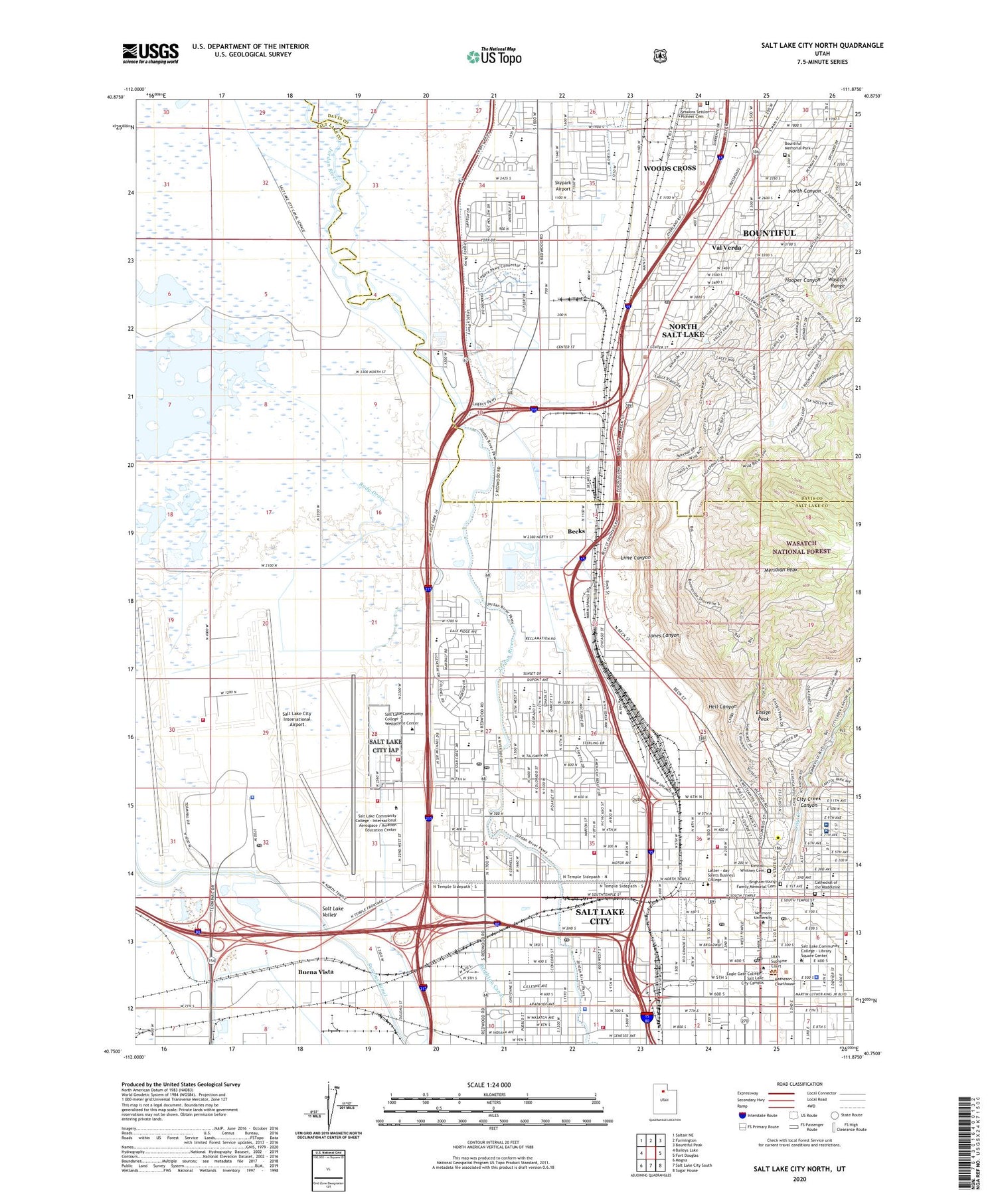 Salt Lake City North Utah US Topo Map Image