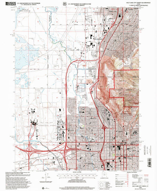 Classic USGS Salt Lake City North Utah 7.5'x7.5' Topo Map Image