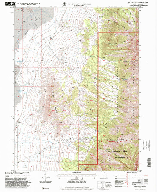Classic USGS Salt Mountain Utah 7.5'x7.5' Topo Map Image