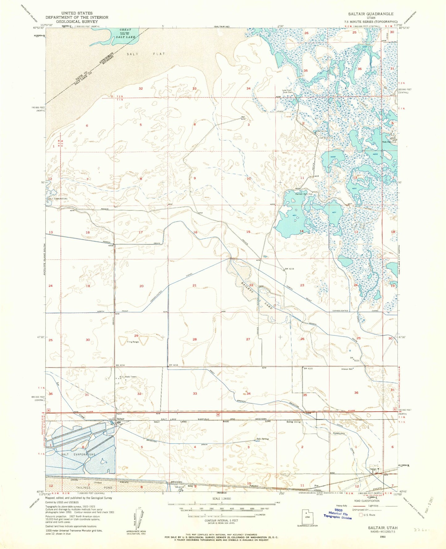 Classic USGS Baileys Lake Utah 7.5'x7.5' Topo Map Image