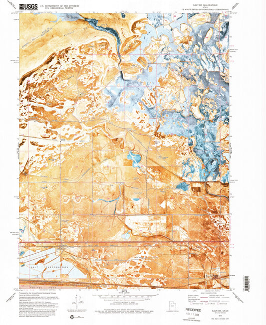 Classic USGS Baileys Lake Utah 7.5'x7.5' Topo Map Image