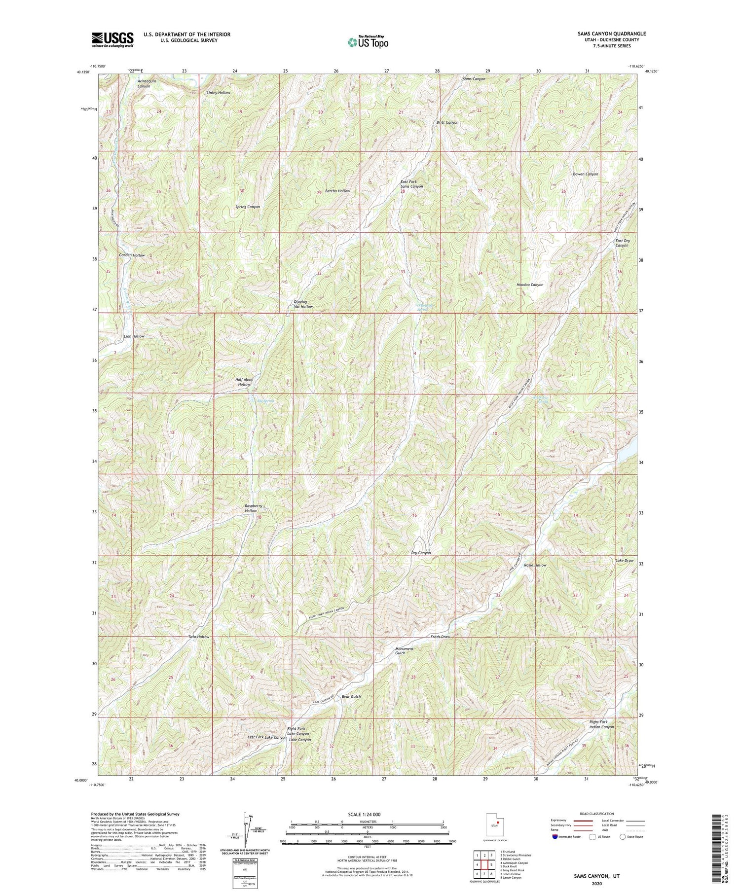 Sams Canyon Utah US Topo Map Image