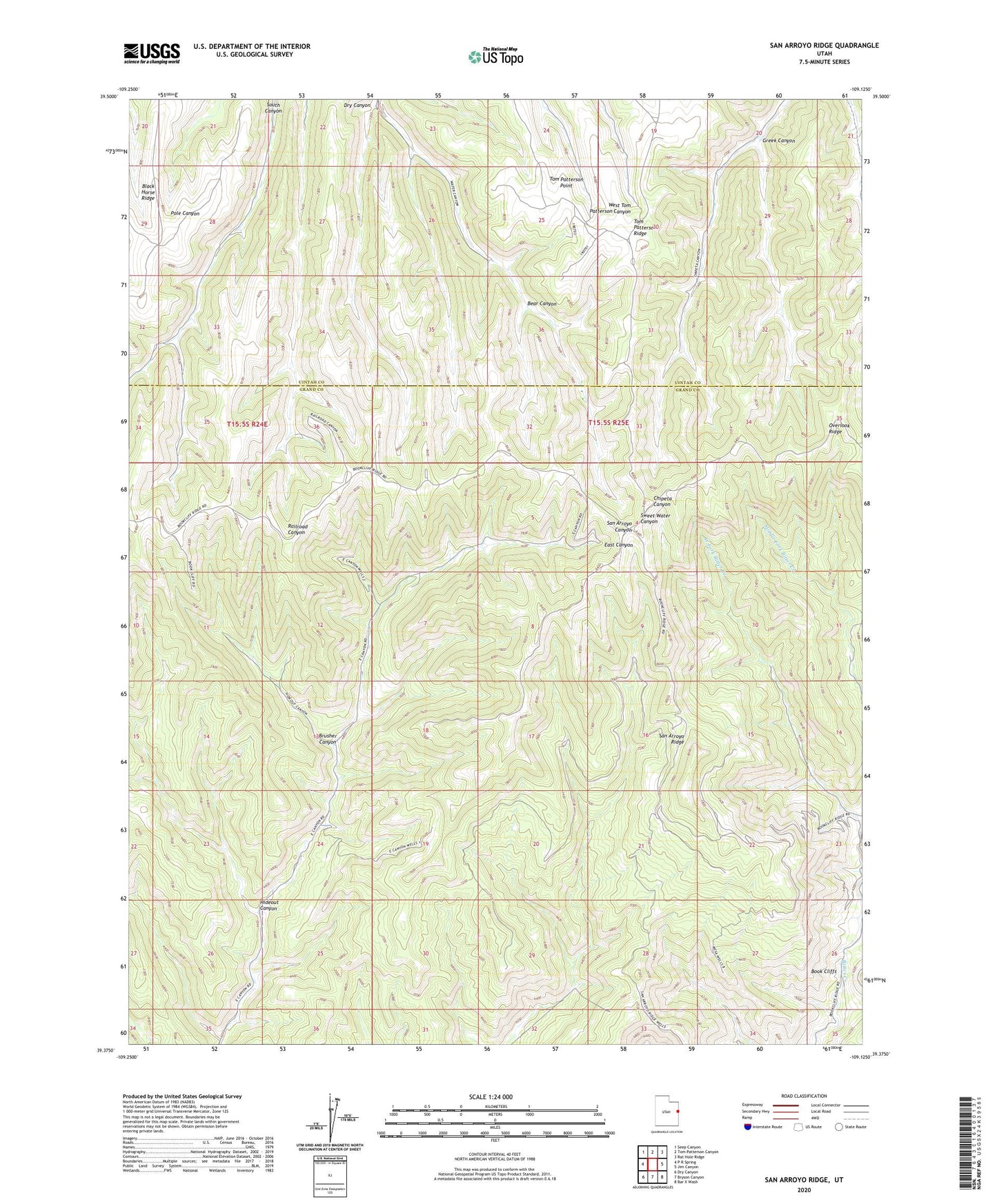 San Arroyo Ridge Utah US Topo Map Image