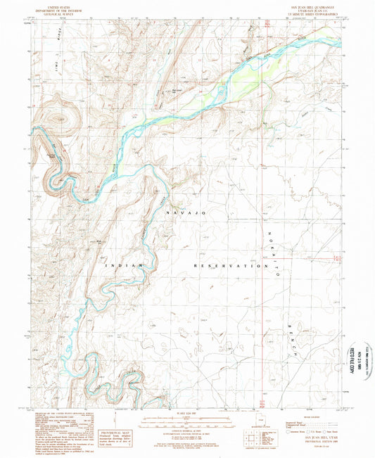 Classic USGS San Juan Hill Utah 7.5'x7.5' Topo Map Image
