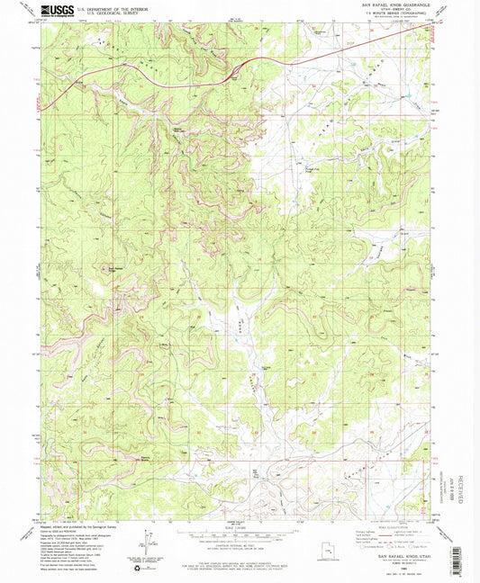 Classic USGS San Rafael Knob Utah 7.5'x7.5' Topo Map Image