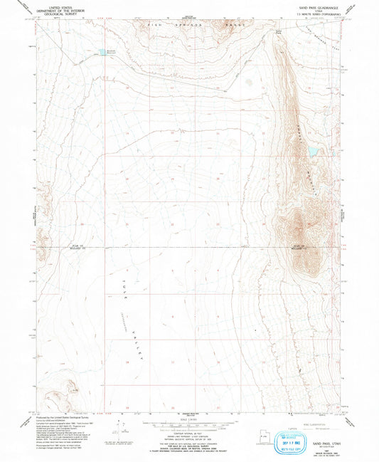 Classic USGS Sand Pass Utah 7.5'x7.5' Topo Map Image