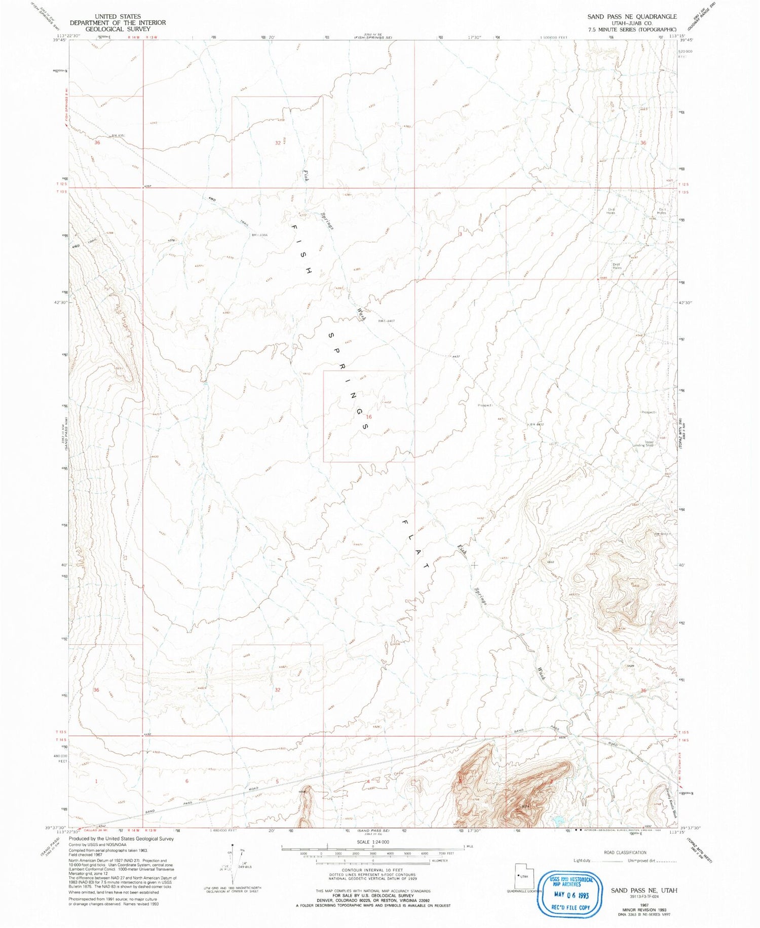 Classic USGS Sand Pass NE Utah 7.5'x7.5' Topo Map Image