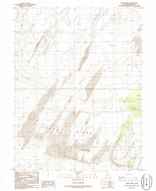 Classic USGS Sand Ridge Utah 7.5'x7.5' Topo Map Image