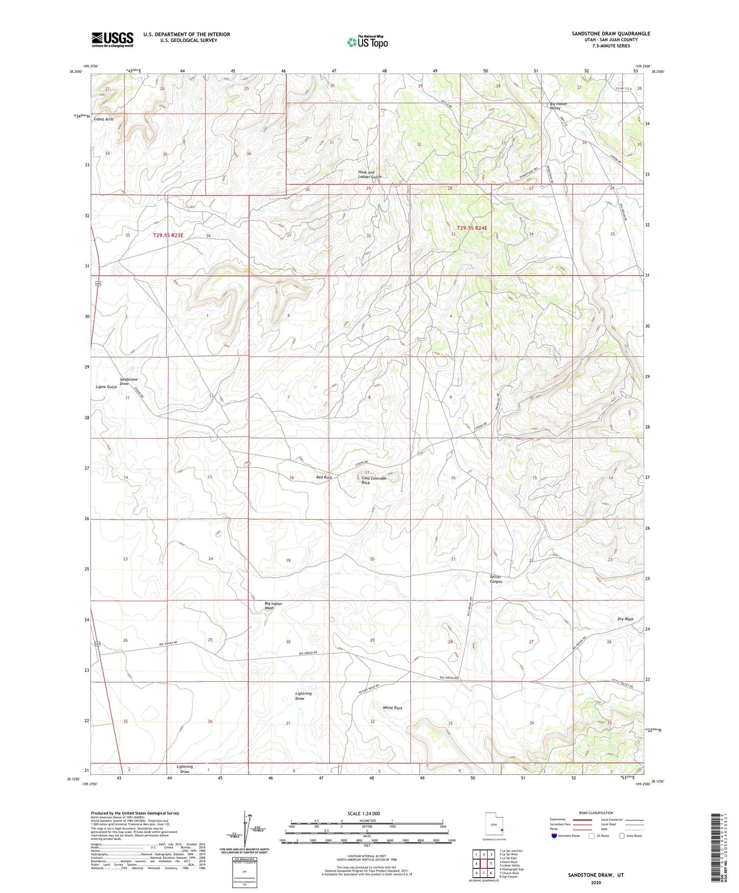 Sandstone Draw Utah US Topo Map Image