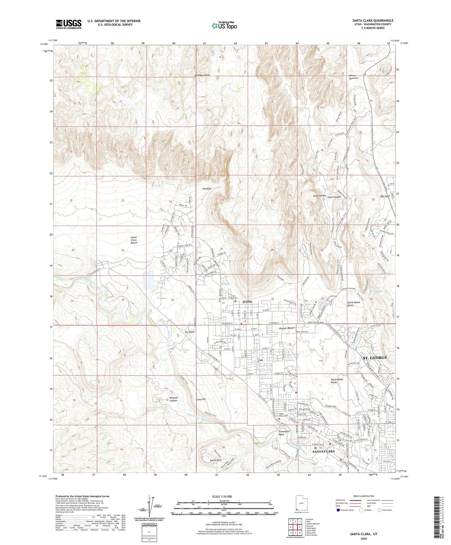 Santa Clara Utah US Topo Map Image