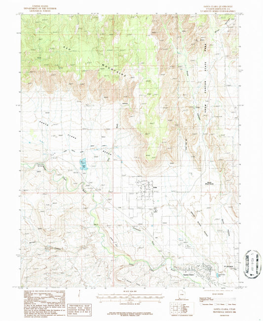 Classic USGS Santa Clara Utah 7.5'x7.5' Topo Map Image