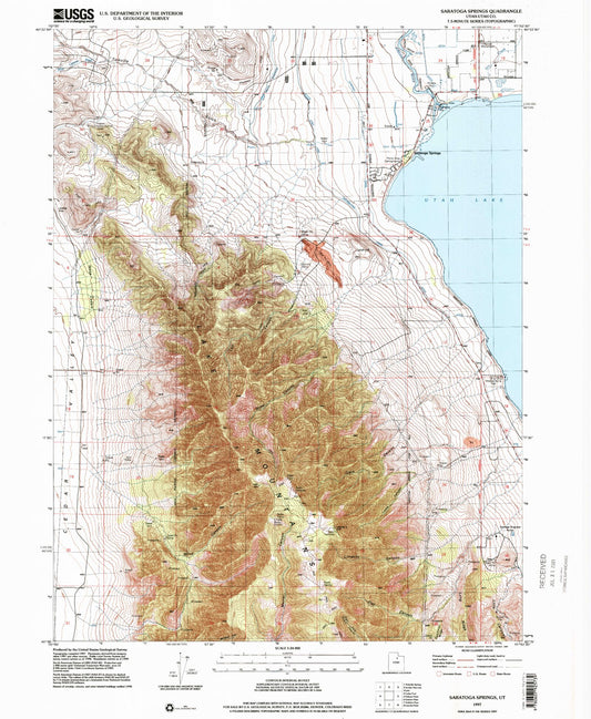 Classic USGS Saratoga Springs Utah 7.5'x7.5' Topo Map Image