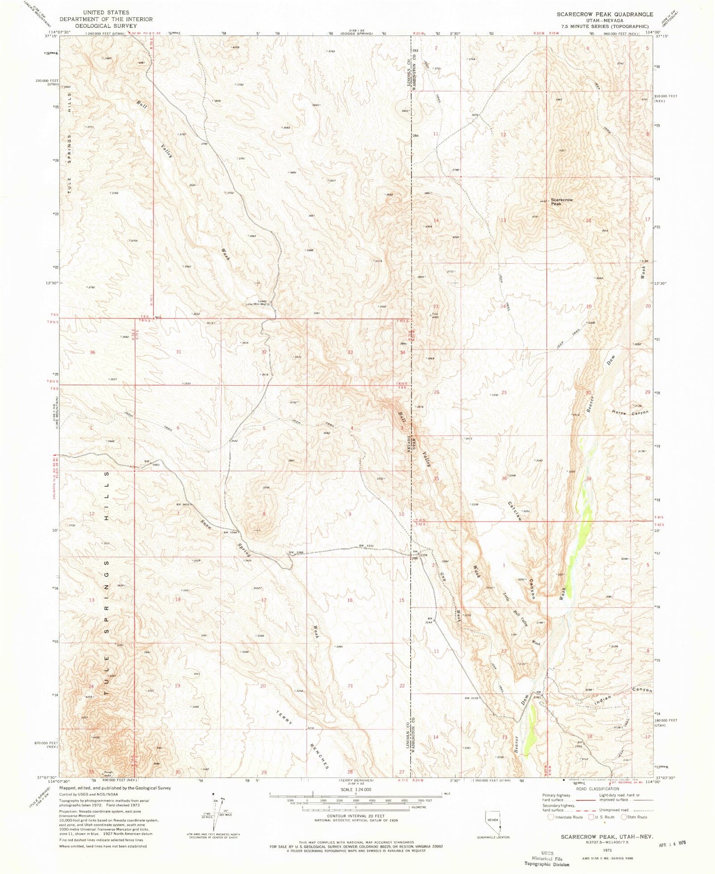 Classic USGS Scarecrow Peak Utah 7.5'x7.5' Topo Map Image