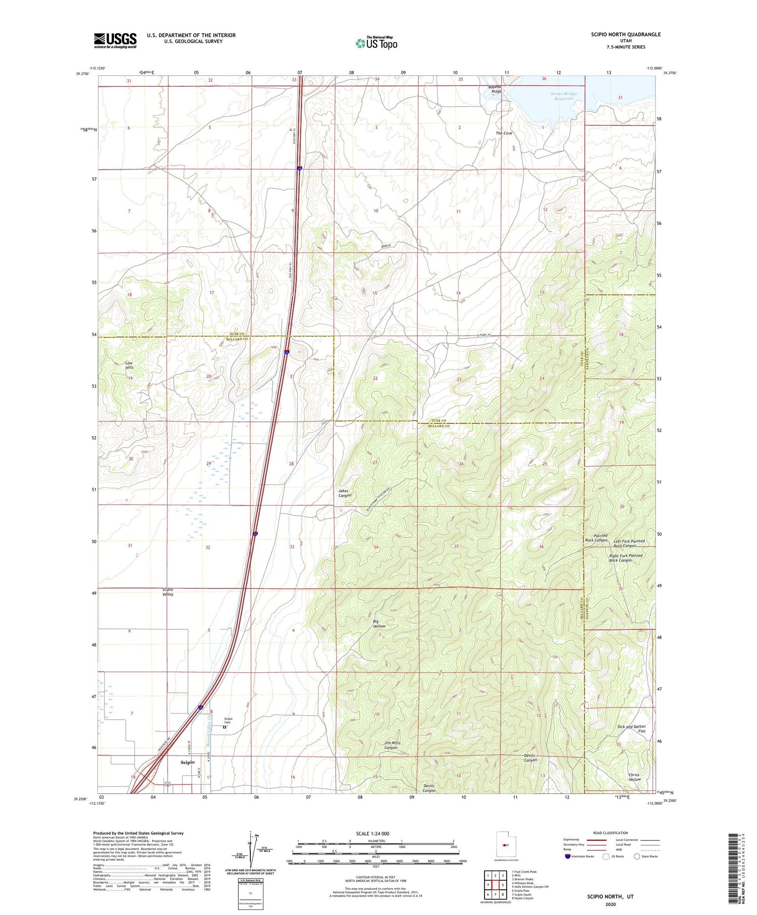 Scipio North Utah US Topo Map Image