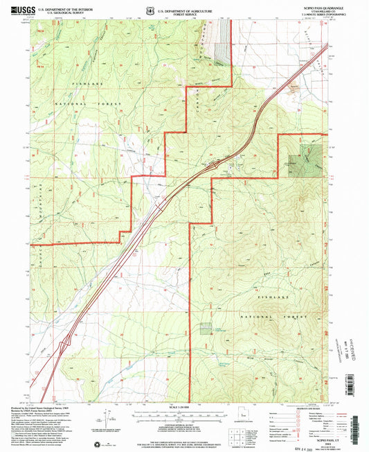 Classic USGS Scipio Pass Utah 7.5'x7.5' Topo Map Image