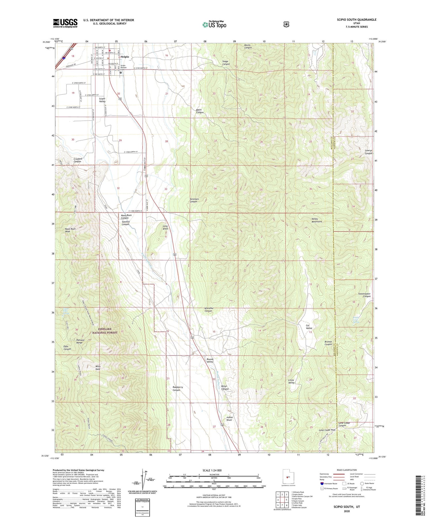 Scipio South Utah US Topo Map Image