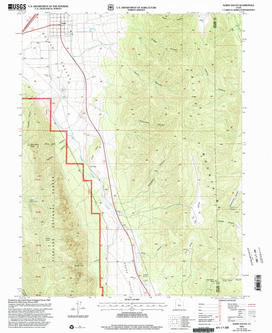 Classic USGS Scipio South Utah 7.5'x7.5' Topo Map Image