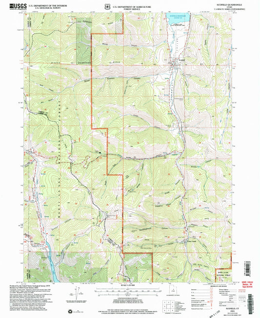 Classic USGS Scofield Utah 7.5'x7.5' Topo Map Image