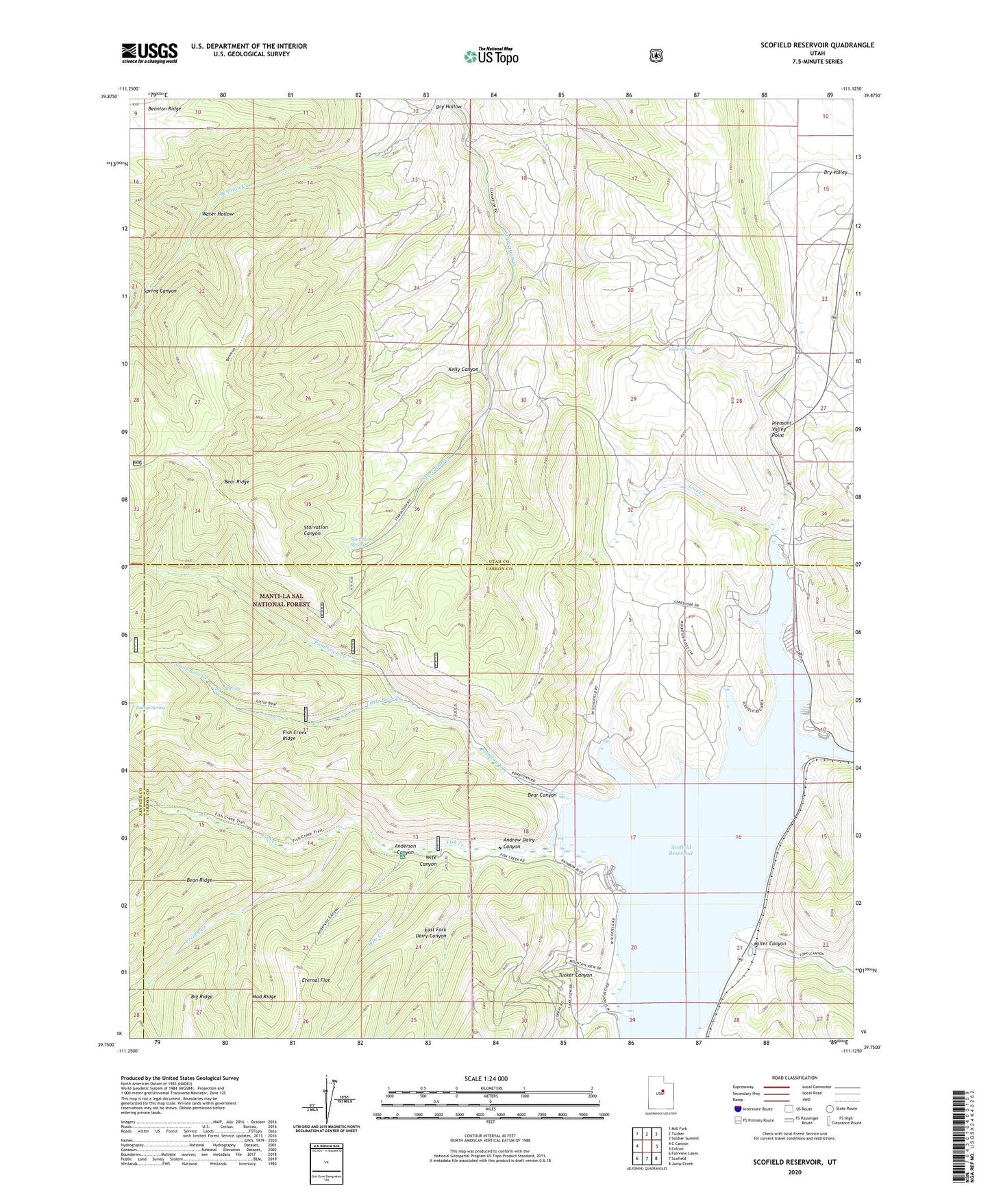 Scofield Reservoir Utah US Topo Map Image