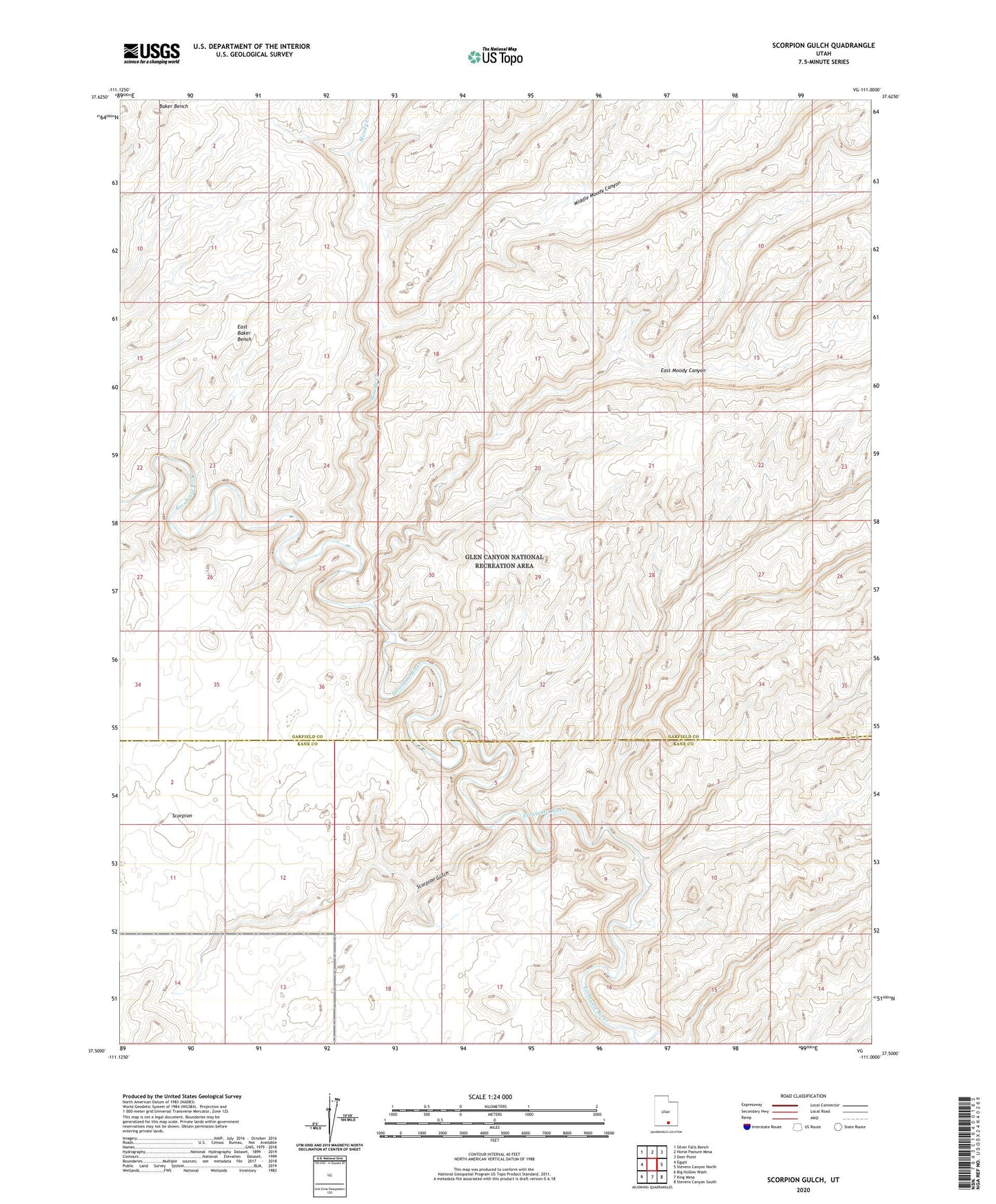 Scorpion Gulch Utah US Topo Map Image
