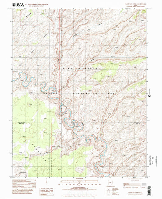 Classic USGS Scorpion Gulch Utah 7.5'x7.5' Topo Map Image
