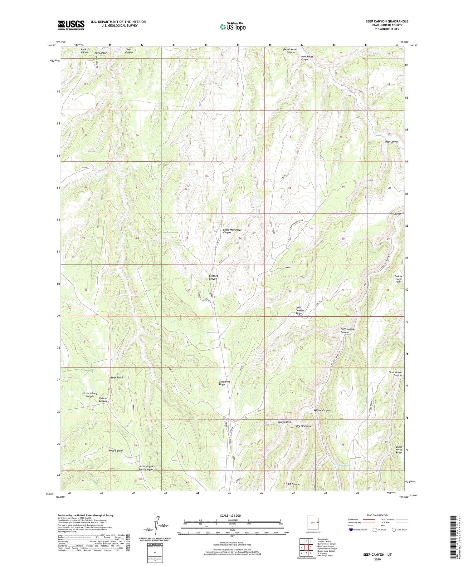 Seep Canyon Utah US Topo Map Image