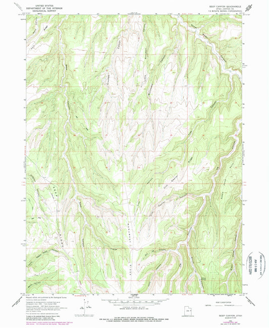 Classic USGS Seep Canyon Utah 7.5'x7.5' Topo Map Image