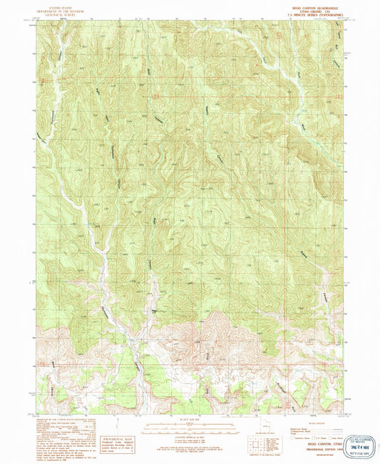 Classic USGS Sego Canyon Utah 7.5'x7.5' Topo Map Image