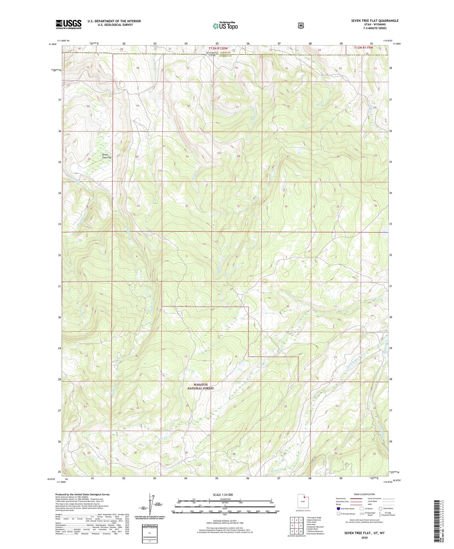 Seven Tree Flat Utah US Topo Map Image