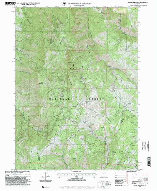 Classic USGS Sharp Mountain Utah 7.5'x7.5' Topo Map Image